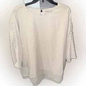 Cream Blouse with Pearl Accents